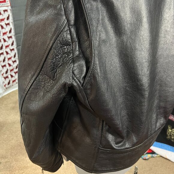 Vintage Classic Unisex Black Leather Motorcycle Jacket probably size Large - Picture 7 of 12